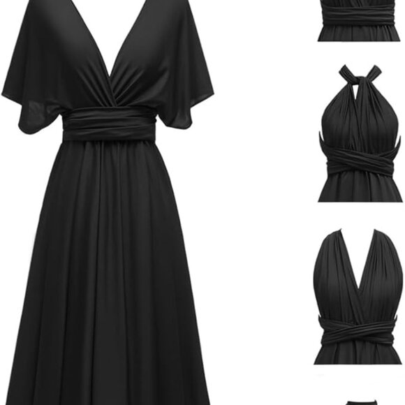 NIB Amazon Lxhome Multi-Way Plus Size Black Knee-Length Dress - Picture 1 of 4